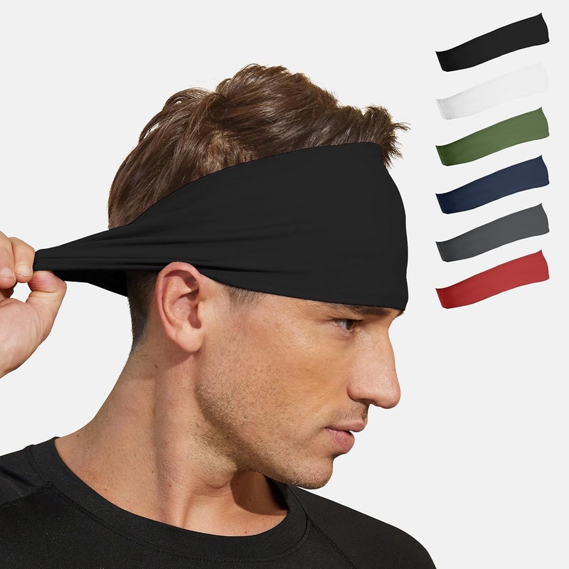 VIMPEP Tenacious Sports Headbands for Men Soft Feeling Non Silp Sweatband Workout Headband for Running,Cycling,Basketball,Tennis,Yoga Fitness Stretchy Quick-Dry Hairband for Unisex (3/4/6 Pack) - Image 1